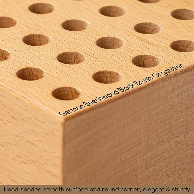 MEEDEN Beechwood Pencil and Brush Holder: 36 Holes Paint Brush Storage - Image 3