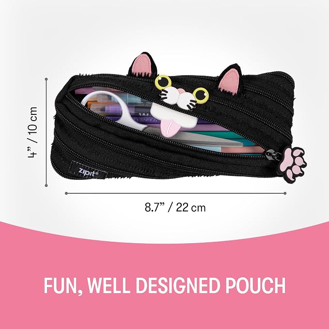 ZIPIT Cat Pencil Case for Girls, Cute Zipper Pouch for Kids Teens, Stationery - Image 4