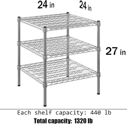 24" Deep x 24" Wide x 27" Height Wire Shelving Kit | 3-Tier | NSF Commercial - Image 3