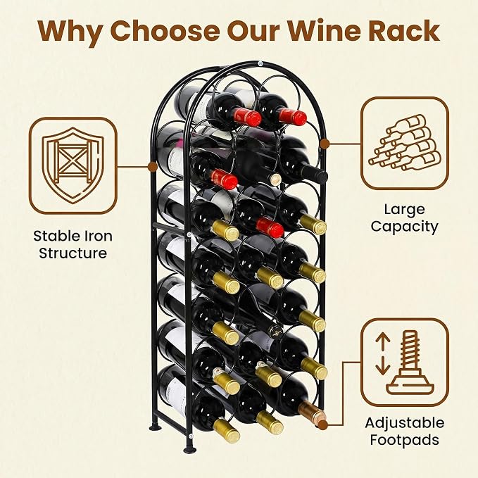 PAG 23 Bottles Arched Freestanding Floor Metal Wine Rack Wine Bottle Holders - Image 2