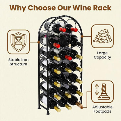 PAG 23 Bottles Arched Freestanding Floor Metal Wine Rack Wine Bottle Holders - Image 2
