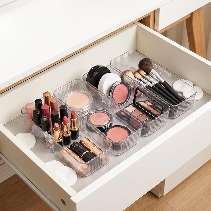 4-Pack Expandable Utensil Drawer Organizer | Clear Plastic Adjustable Storage - Image 8