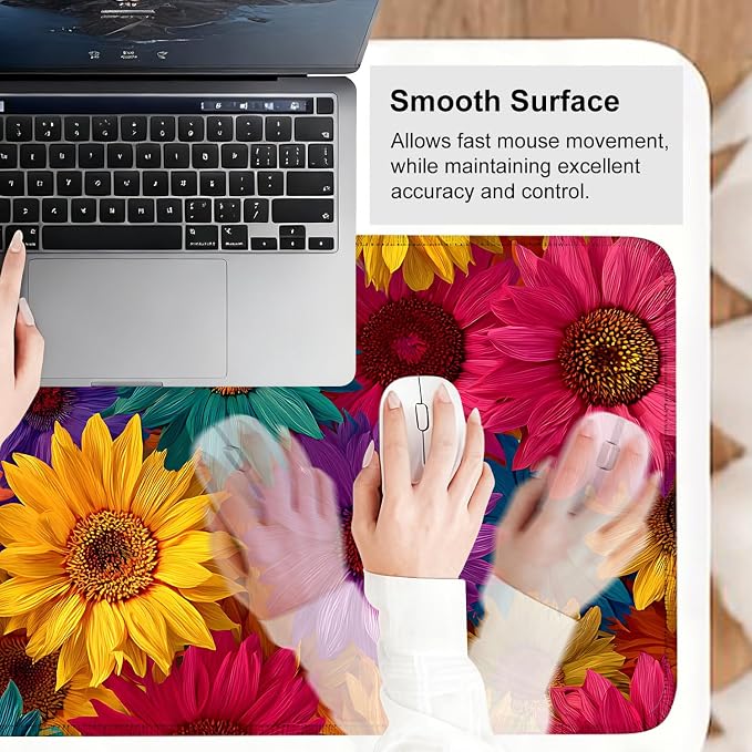 Colorful Floral Mouse Pad – Large Extended Desk Mat 31.5 x 11.8 in– Bright - Image 6