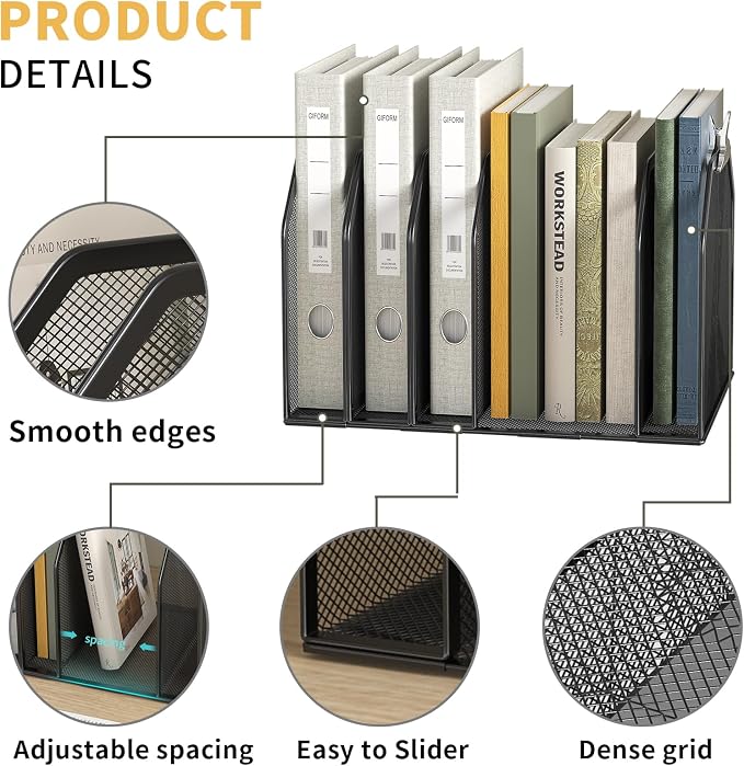 Metal 7-Section File Folder Organizer - Image 3