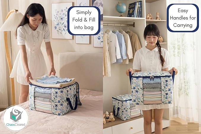 Chaos Cleared Canvas Storage Bags Designer Organizer 2 Pack – Seasonal Storage - Image 3