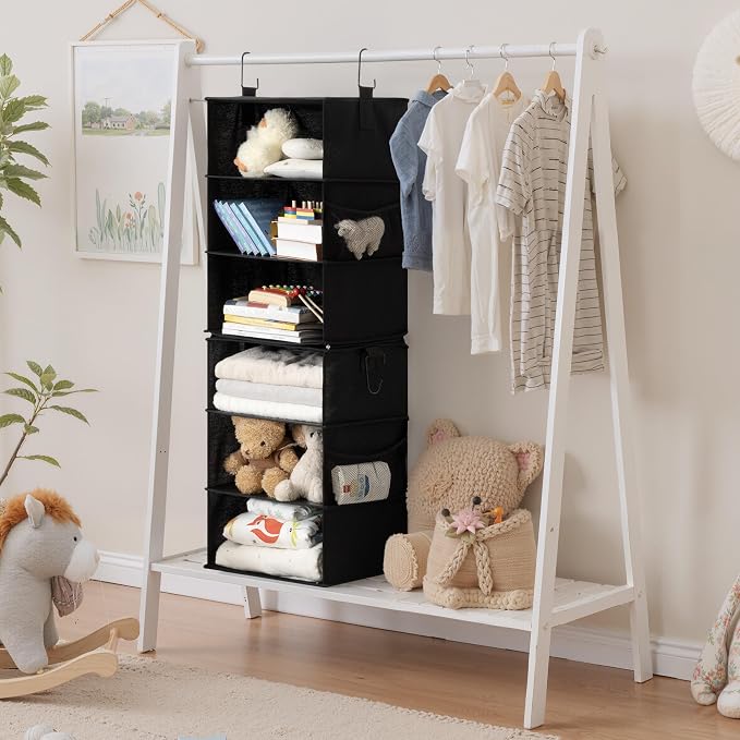 StorageWorks Hanging Closet Organizer 6-Shelf, Jumbo Separable Two 3 Shelf - Image 2