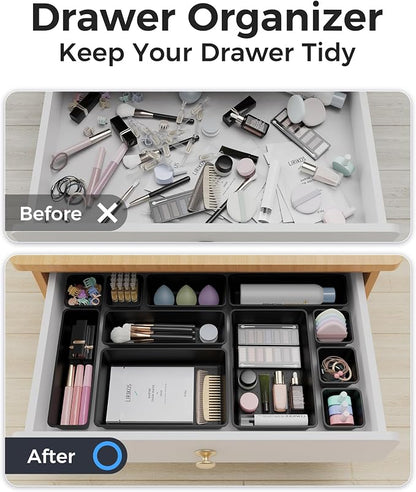 BiuLeon 25 PCS Plastic Drawer Organizers Set, 4-Sizes Vanity and Makeup - Image 4