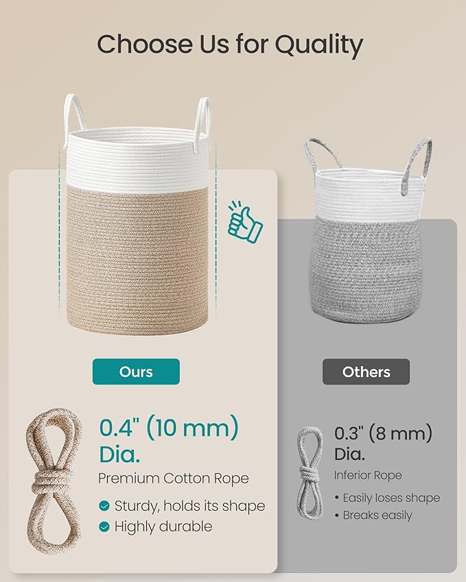 SONGMICS Laundry Hamper, Cotton Rope Laundry Basket - Image 4
