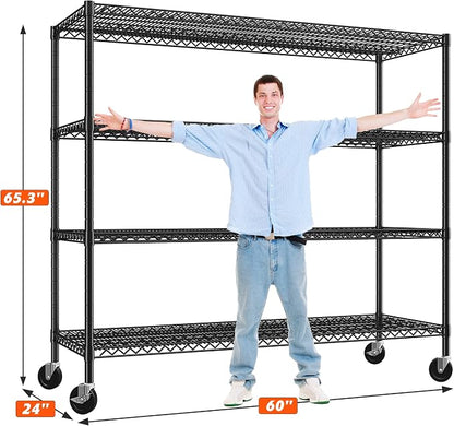 REIBII 60" W ×24" D×65.3" H, 4 Tier Wire Shelving 2878LBS Heavy Duty Steel - Image 3