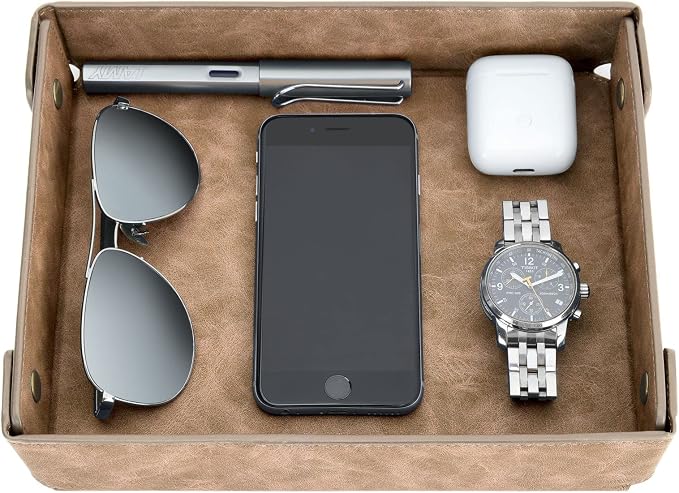 CASIRENA Father's Day Gifts Faux Leather Valet Tray Organizer by CASIRENA