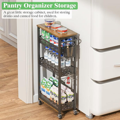 4 Tier Slim Rolling Storage Cart, Laundry Room Cart on Wheels, Small Metal - Image 8