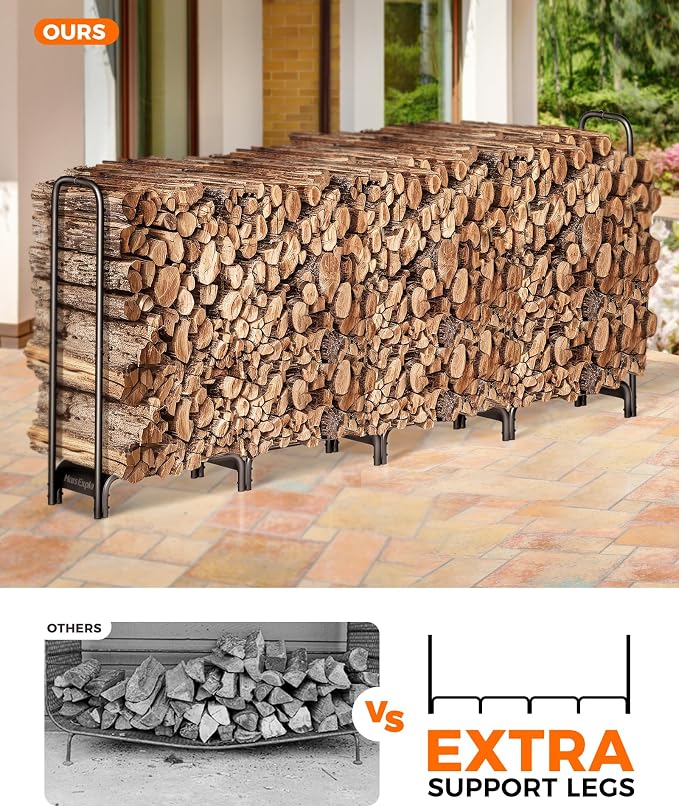 Firewood Rack, 8ft Heavy Duty Fire Wood Storage Racks - Image 3