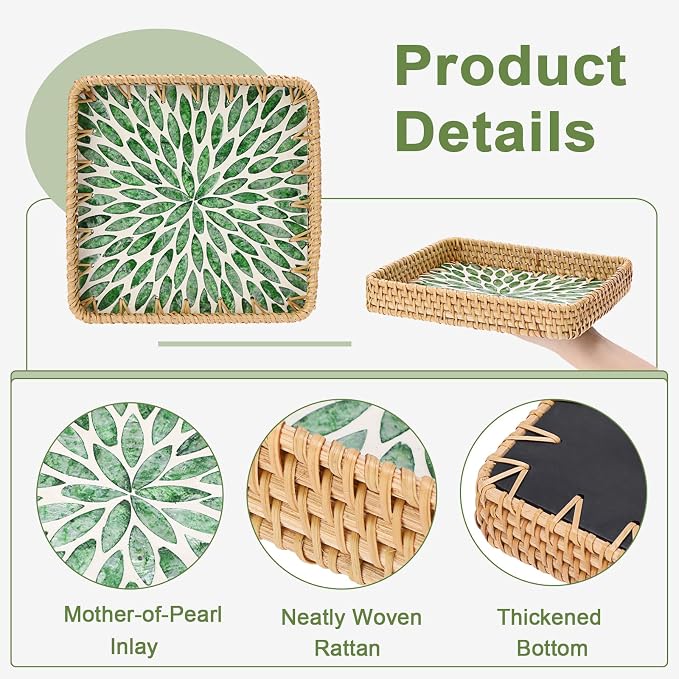 Woven Key Basket for Entryway Table Wicker Basket Tray Key Holder Decorative - Image 6