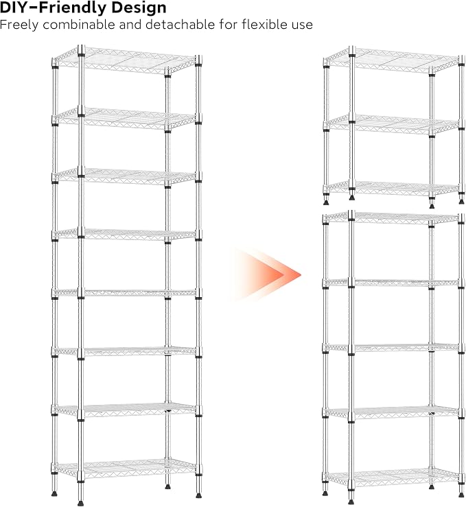 IZEUK 8 Tier Adjustable Metal Storage Shelving Unit, Heavy Duty Standing Rack - Image 4