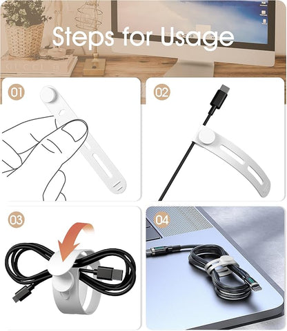 20Pcs Nearockle Reusable Cable Ties, Adjustable Silicone Cord Organizer Small - Image 4