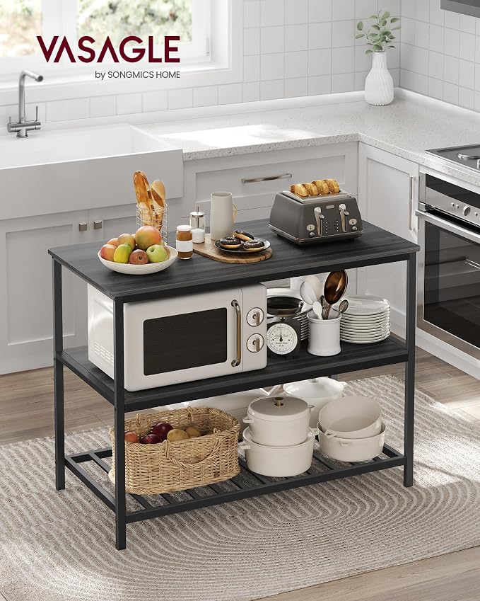 VASAGLE Kitchen Island with 3 Shelves, 47.2 Inches Width Kitchen Shelf with - Image 2