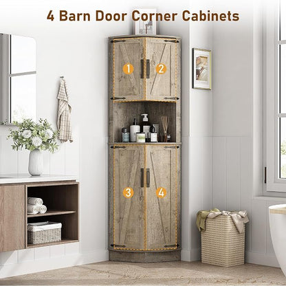 68" Tall Farmhouse Corner Cabinet, Dining Room Storage Cabinet - Image 6