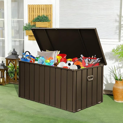 Domi 190 Gallon Metal Deck Box Waterproof, Outdoor Storage Box by domioutdoorliving