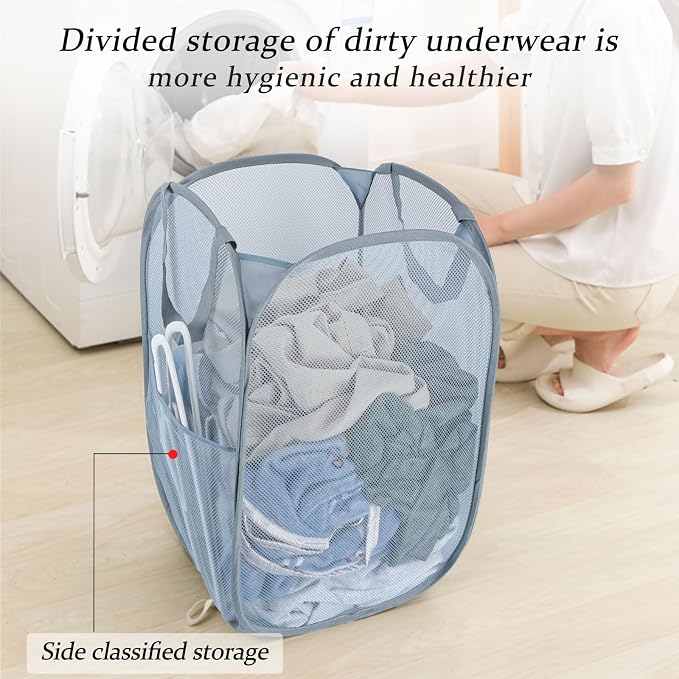 Upgraded 100L Extra Large Collapsible Laundry Baskets, 2 Pack XL Mesh Pop Up - Image 7