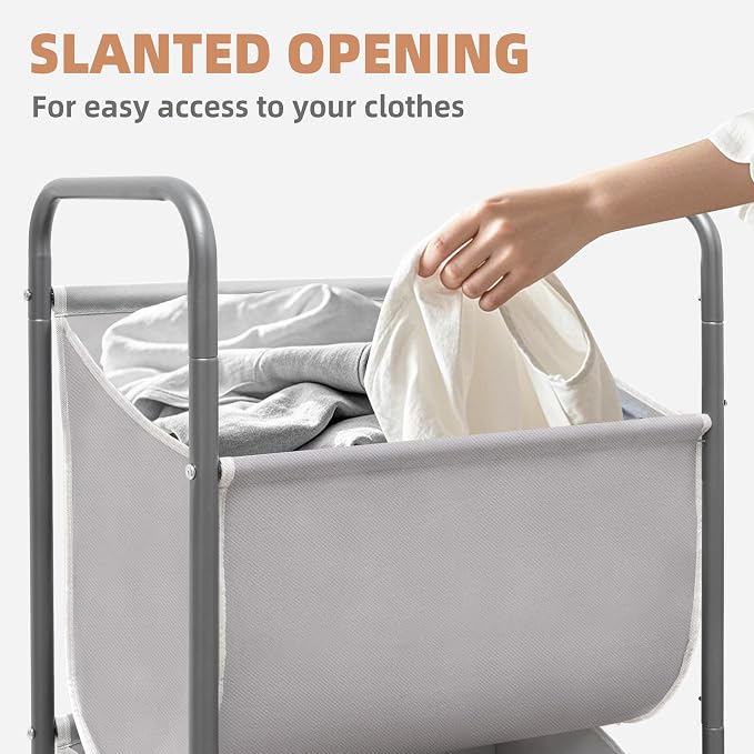 STORAGE MANIAC Vertical Rolling Laundry Hamper, 4 Section Laundry Sorter - Image 3