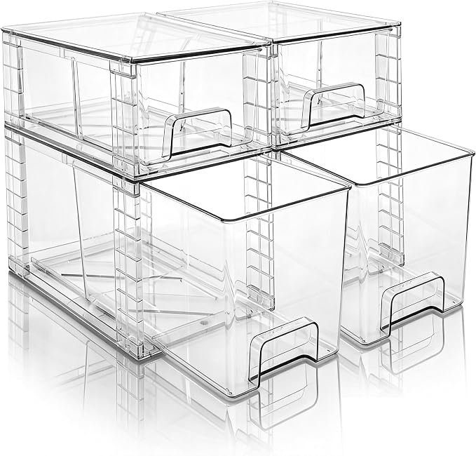 Clear Stackable Acrylic Storage Drawers, Plastic Organizer Bins by XWYWX