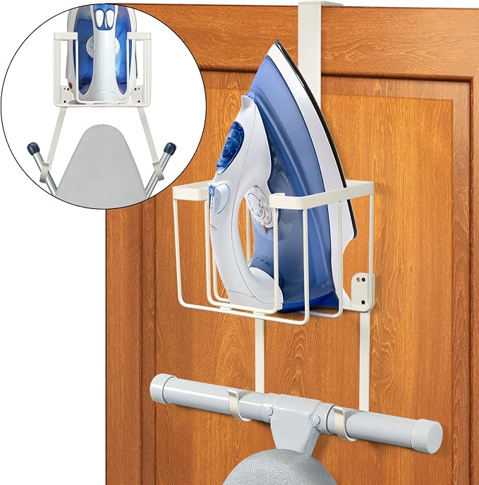 ORLESS Over The Door/Wall Mount Ironing Board Hanger, Laundry Room Iron and - Image 2