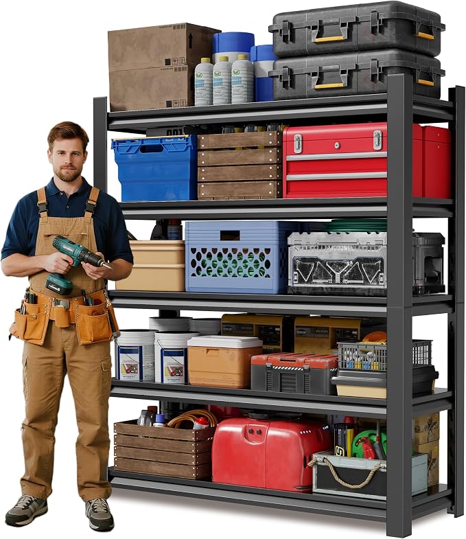 JHYKHG 72" H Storage Shelves, 5-Tier Heavy Duty Garage Shelving, Adjustable by Unknown