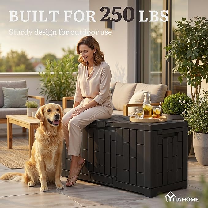 YITAHOME 60 Gallon Outdoor Storage Box, Waterproof Resin Deck Box - Image 4