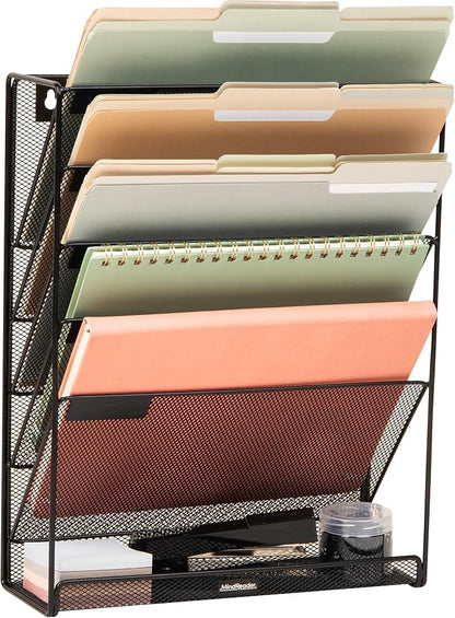 Mind Reader 5-Pocket Vertical File Storage, Desktop Organizer, Wall Mount by MindReader
