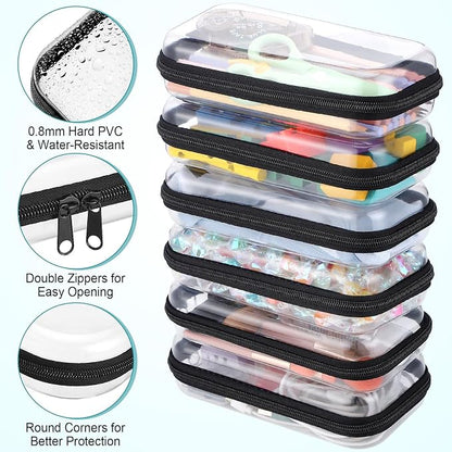 Sanwuta 6 Pcs Clear Hard Zipper Case Hard Plastic Zipper Pouches Transparent - Image 4
