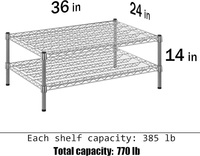 24" Deep x 36" Wide x 14" Height Wire Shelving Kit | 2-Tier | NSF Commercial - Image 3