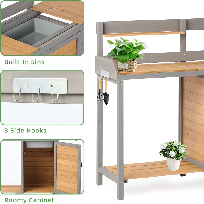 Wooden Potting Bench Table - Image 4