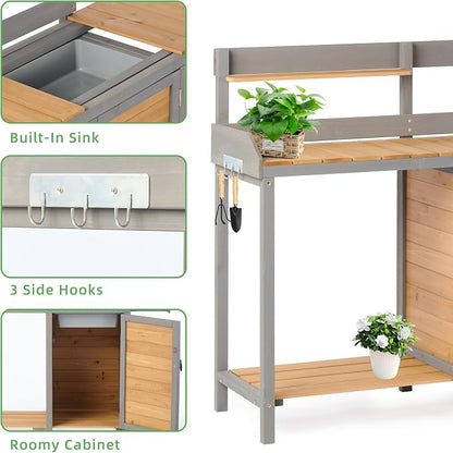 Wooden Potting Bench Table - Image 4