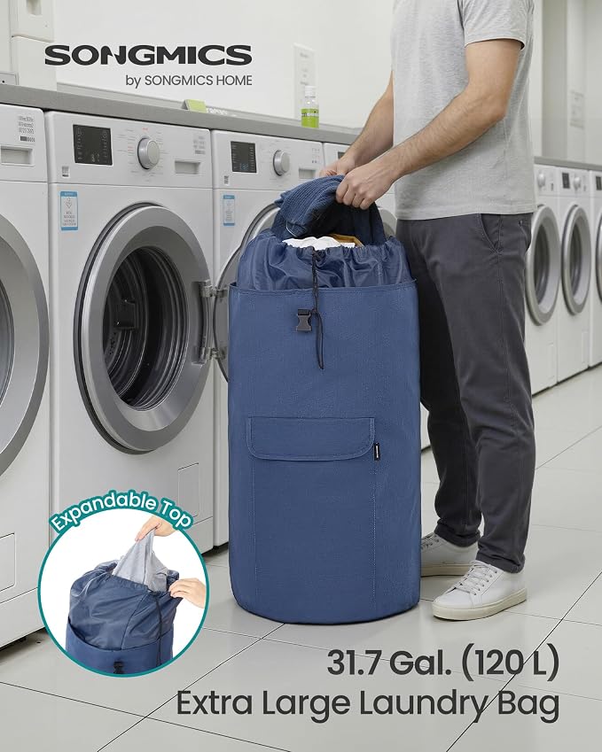 SONGMICS Laundry Bag, Laundry Backpack 31.7 Gallons, Heavy-Duty, Large - Image 2