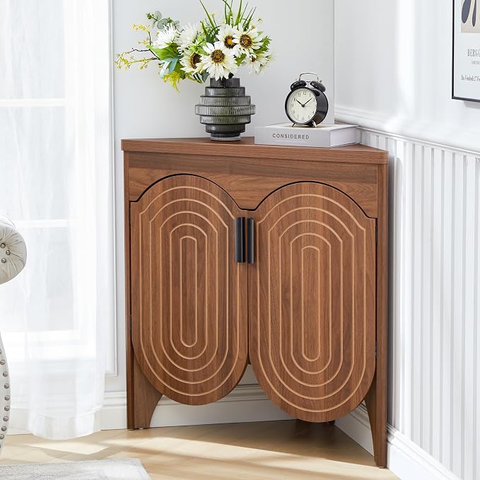 Small Corner Storage Cabinet, Mid Century Modern Floor Corner Cabinet - Image 4