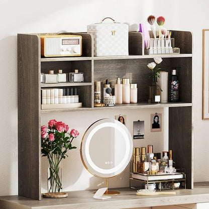 Tangkula Desktop Bookshelf for Computer Up to 32”, 37” Countertop Storage Hutch - Image 4