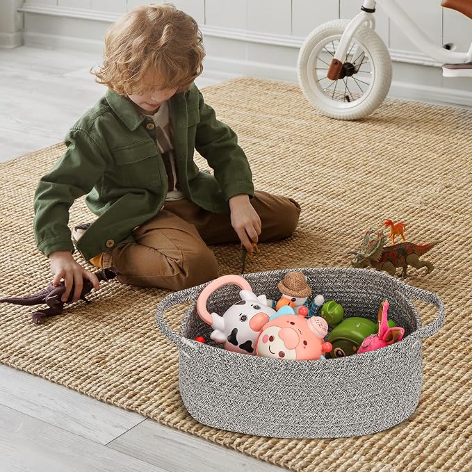 Small Woven Cotton Rope Basket Cute Baby Gift Baskets Empty Decorative Storage - Image 4