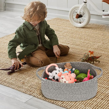 Small Woven Cotton Rope Basket Cute Baby Gift Baskets Empty Decorative Storage - Image 4