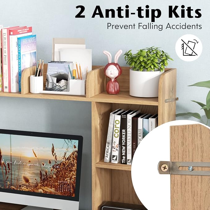 Tangkula Desktop Bookshelf, Countertop Storage Hutch - Image 7
