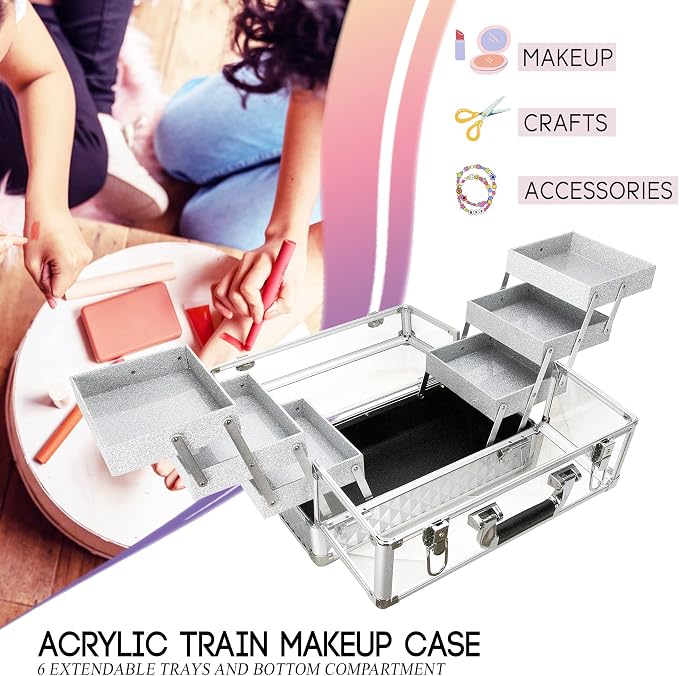 Ver Beauty Makeup Train Case 14 inch Armored Acrylic Large Portable Cosmetic - Image 4