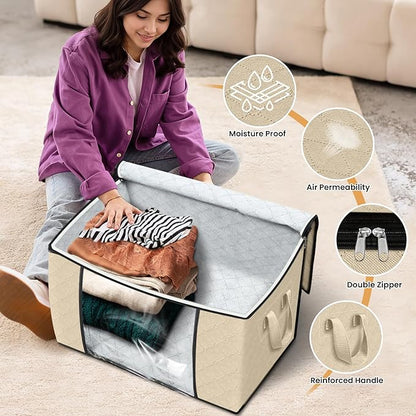 Fab totes 24 Gallons Clothes Storage, Foldable Thick Fabric Blanket Storage Bags - Image 4
