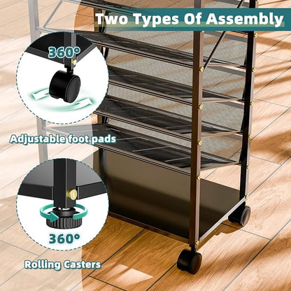 15 Tier Rolling File Cart, Sturdy and Durable Desk File Organizer - Image 4