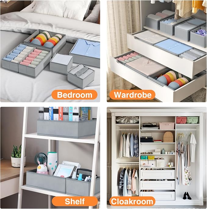 DIMJ Drawer Organizer Clothes, 15 Pack Underwear Organizer, Foldable Closet Bins - Image 5