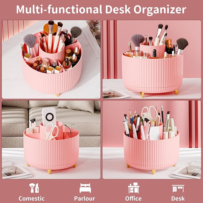360° Rotate Makeup Brush Holder Organizer, Makeup Organizers Countertop - Image 3