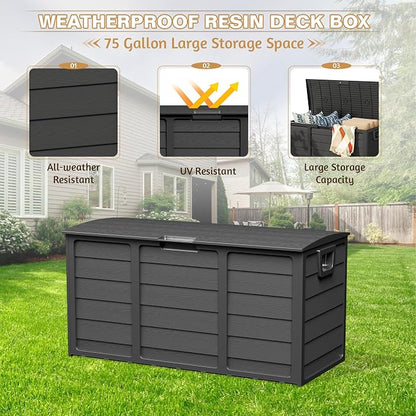 75 Gallon Outdoor Deck Storage Box – Heavy Duty Resin - Image 5