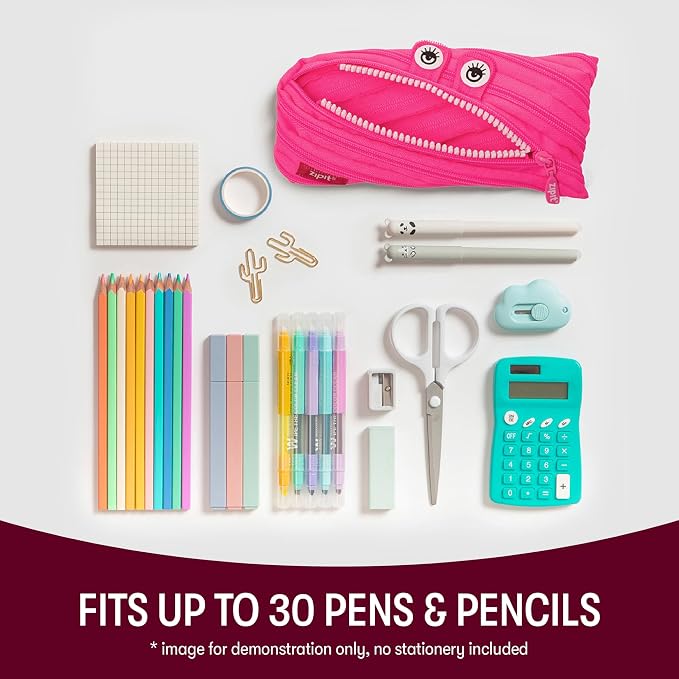 ZIPIT Monster Pencil Case for Girls, Cute Zipper Pouch for Kids Teens, - Image 4