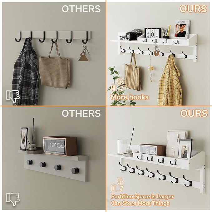 AMBIRD 35 inch Coat Rack Wall Mount, Extra Long Coat Hooks Wall Mount, Entryway - Image 4
