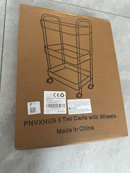 3-Tier Rolling Cart, Metal Utility Storage Carts - Image 8
