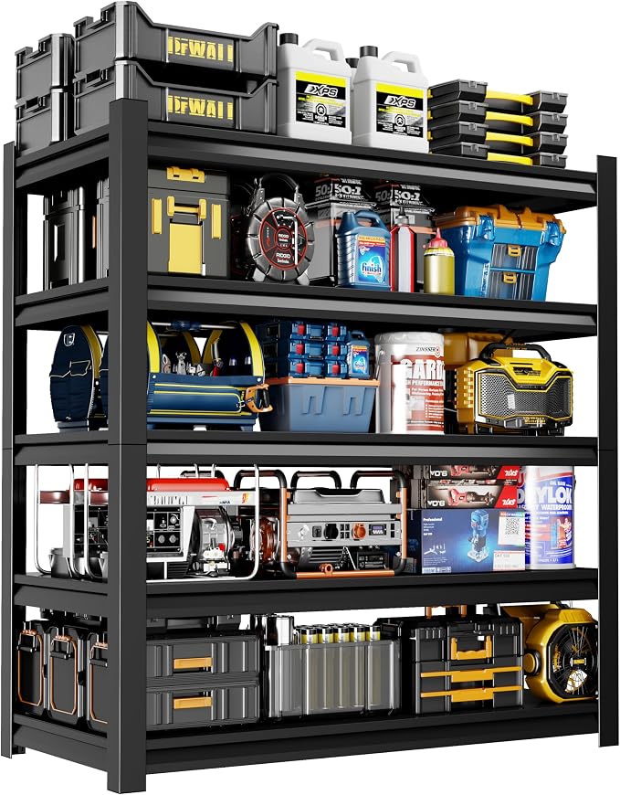 48" W Garage Shelving, 5-Tier Heavy Duty Shelving Unit, 3000LBS Adjustable by Unknown