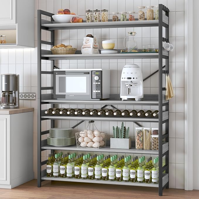 HCHQHS Bookshelf, Adjustable Industrial Bookcase, Vertical Tall Book Shelf - Image 7